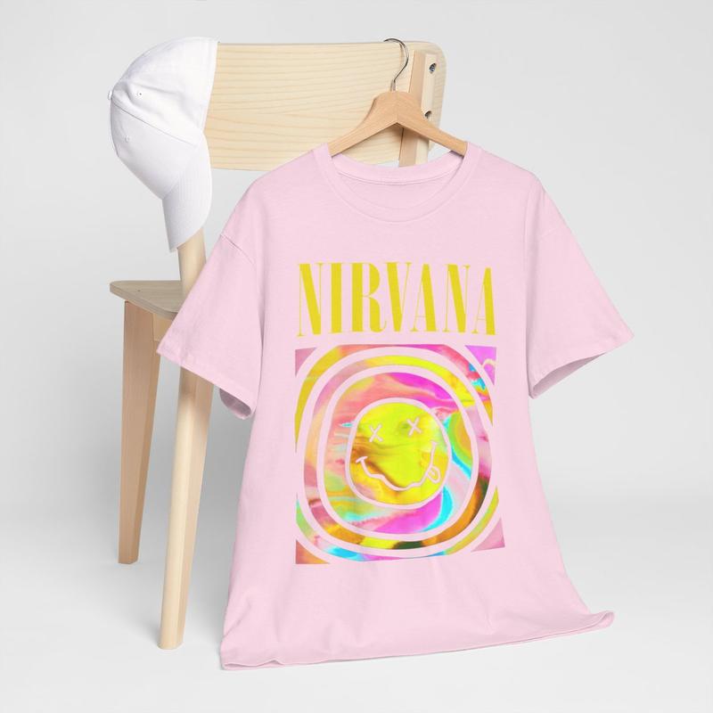 Nirvana Hot Pink Shirt Nirvana Crewneck Medium Cotton Tshirt  Menswear