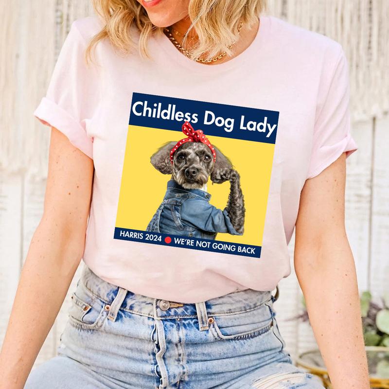 Harris 2024 T-Shirt, Childless Dog Lady, Doodle Dog Shirt, Kamala Harris Campaign, Cute Funny Dog Tshirt, President Harris Tee Top Womenswear