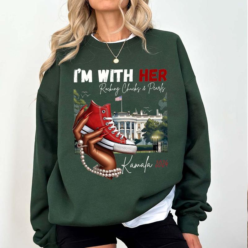 Kamala Harris For President Shirt, Kamala Harris Rally Shirt, Chucks and Pearls 2024 Shirt