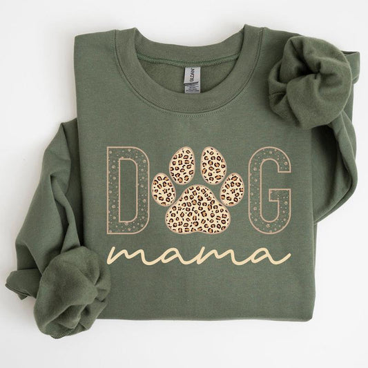 Dog Mama, Leopard Print Sweatshirt, Mother's Day Gift Casual Comfort Womenswear ComfortableÂ Graphic