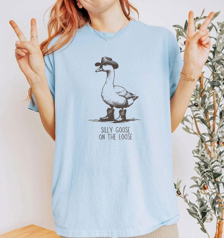 Silly Goose On The Loose T-shirt Breathable Casual, Outfit Top T-shirt Womenswear Day, Streetwear Underwear