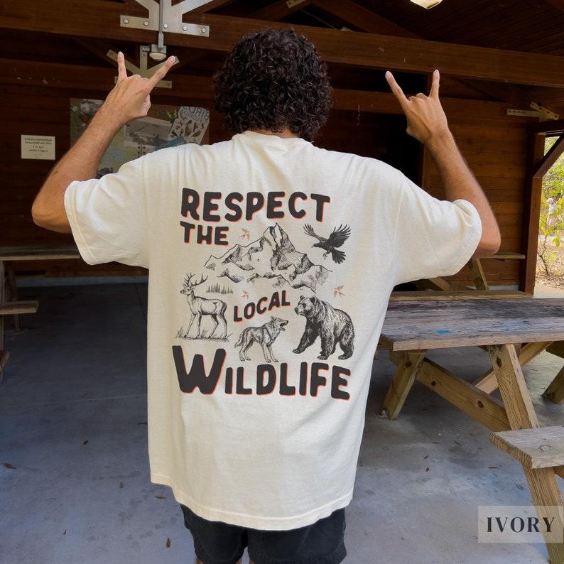 Respect The Local Wildlife T-Shirt Deer Graphic Tee Collar Cotton Crewneck Womenswear Crewneck Womenswear Crewneck Womenswear