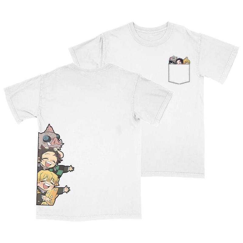 Tanjiro Zenitsu Inosuke funny pocket 2 sides T-shirt,  Demon Slayer Shirt,  To the Hashira Training shirt, Demon Slayer t-shirt, Kimetsu no Yaiba To t