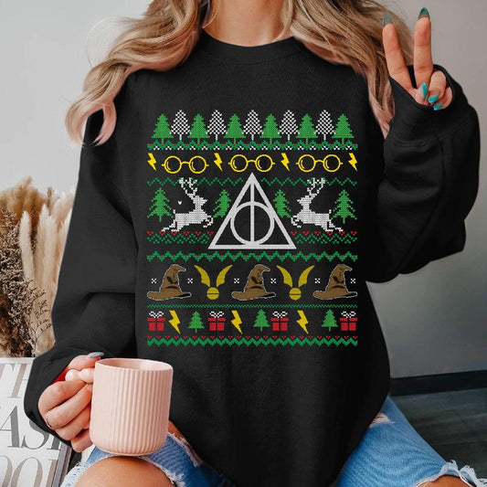 Harry Wizard Ugly Christmas Sweatshirt, Hogwarts T Shirt Magic Muggle Hogwarts Ugly Sweater Shirt, Christmas Xmas Gifts