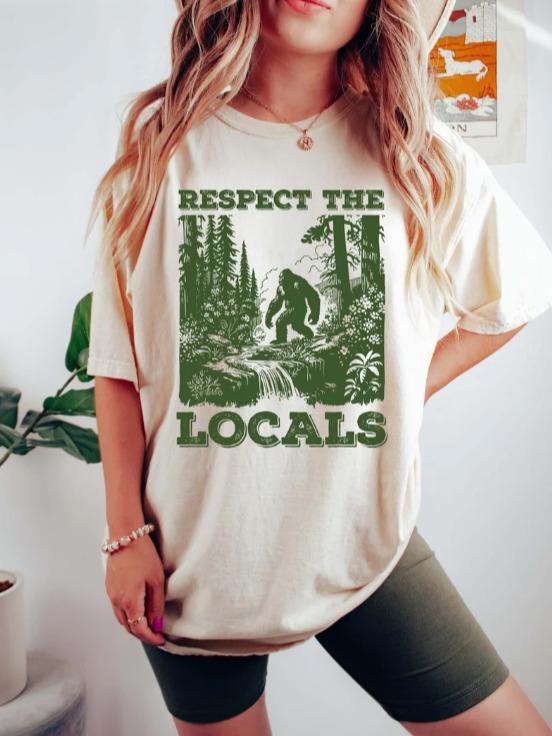 Respect The Locals T-Shirt, Retro 90s Yeti Tee, Unisex Funny Graphic Shirt, Gift for her