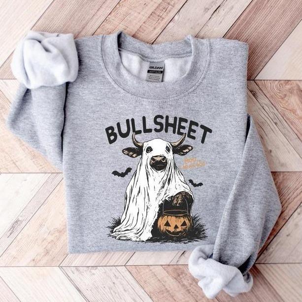 Bullsheet Halloween Sweatshirt, Halloween Bullsheet Moo I Mean Boo Shirt, Ghost Cow Sweatshirt, Halloween Sweatshirt, Bullsheet Cow Shirt, Halloween G