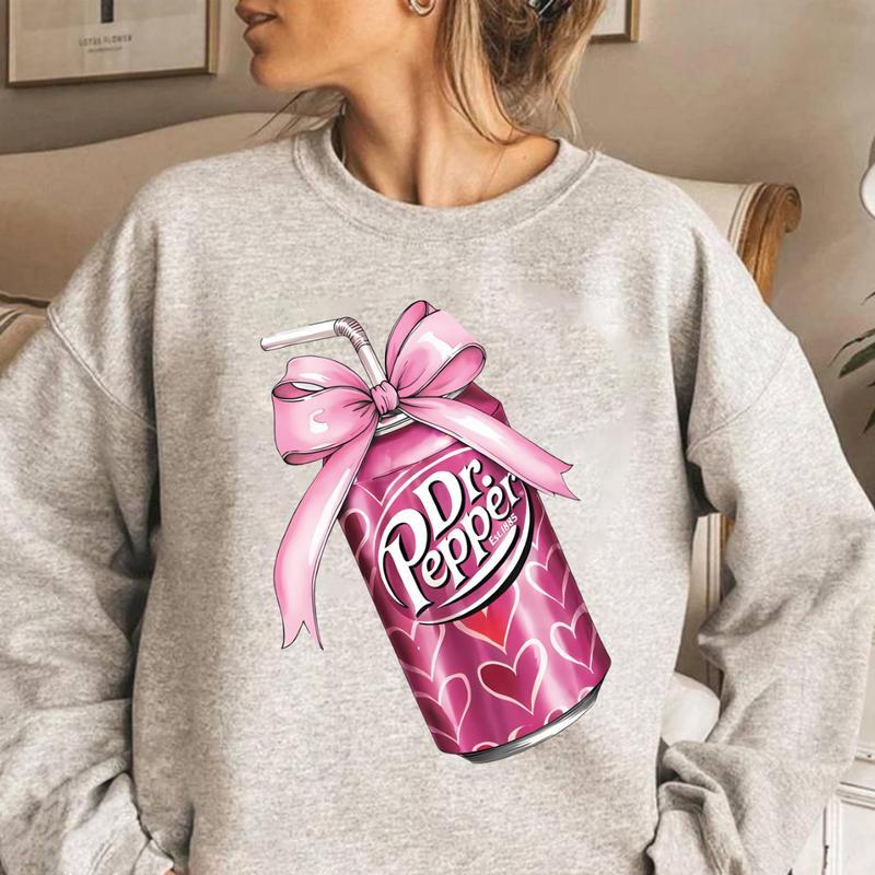 Dr.Pepper Pink Bow Coquette Unisex Sweatshirts Pullover Womenswear Tops Long Sleeve Crewneck Sweatshirts