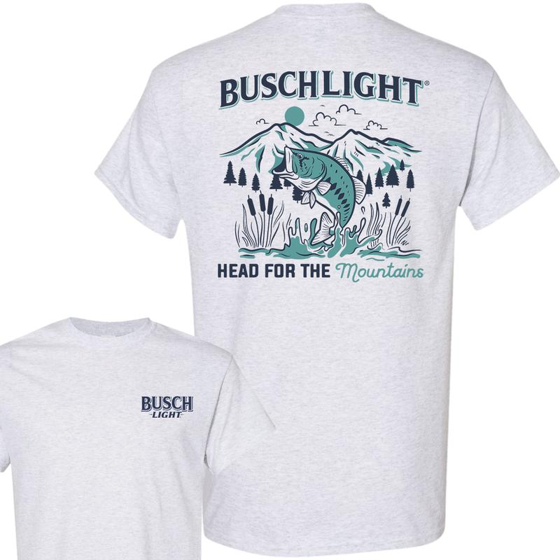 Busch Light Head For The Mountains Fishing T-Shirt, 2 Side T-Shirt, Full Color, Trendy To Timeless, For Men, For Women