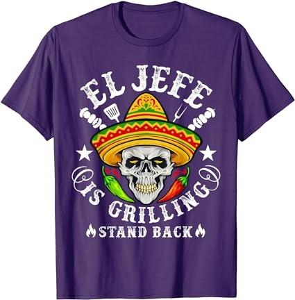 El Jefe Is Grilling Stand Back Funny Vintage BBQ Mexican men T-Shirt