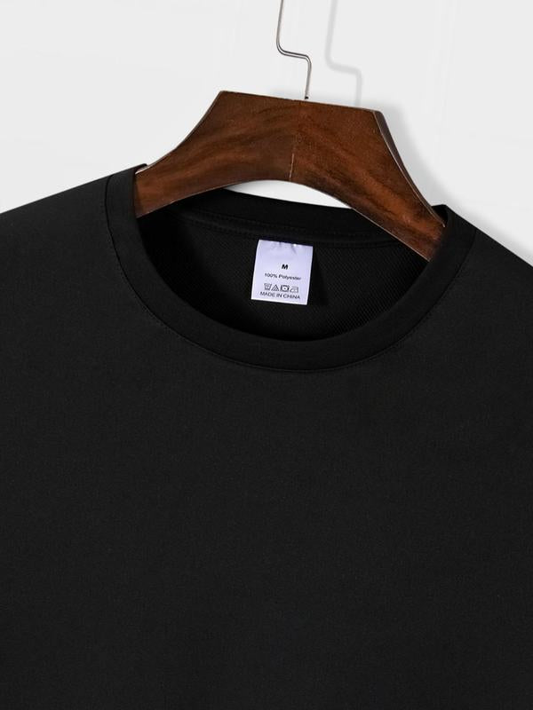 Men's Regular Fit Letter Print Round Neck Tee, Fashion Casual Summer Short Sleeve Crew T-Shirt, Versatile Men's Staple for Everyday Wear