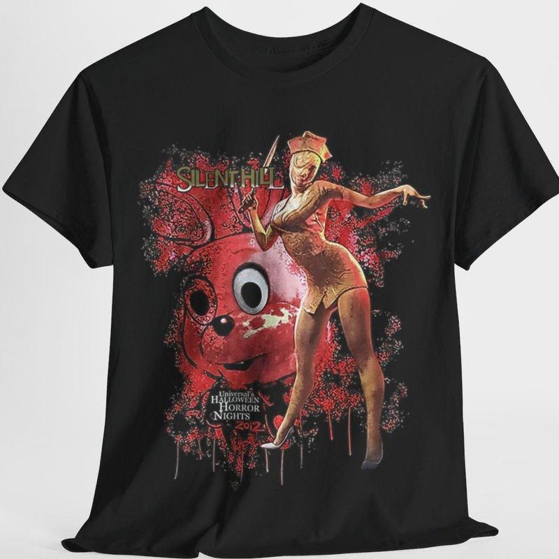 Silent Hill Universal Halloween H0rr0r Nights Video Game Cotton Crewneck Tshirt  Menswear Streetwear