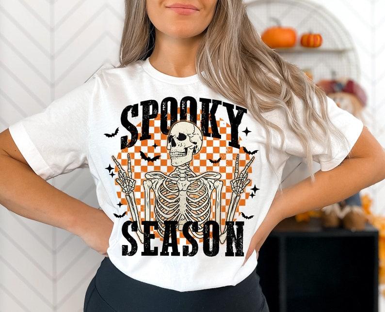 Retro Halloween Shirt, Halloween sublimation Shirt, Halloween skull, smiley face, Casual Collar Comfort Cotton Fabric Sleeve