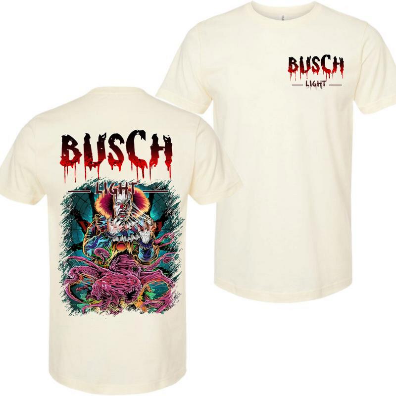BUSCH LIGHT, BEER, Halloween, Busch Light Stephen King T-Shirt, Comfort Colors Shirt, Casual Graphic Round Neck T-shirt for Summer, Fashion Top for Da