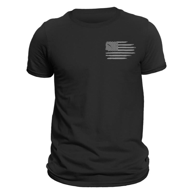 US Flag Patriotic T-shirt Chest Heart Side Print
