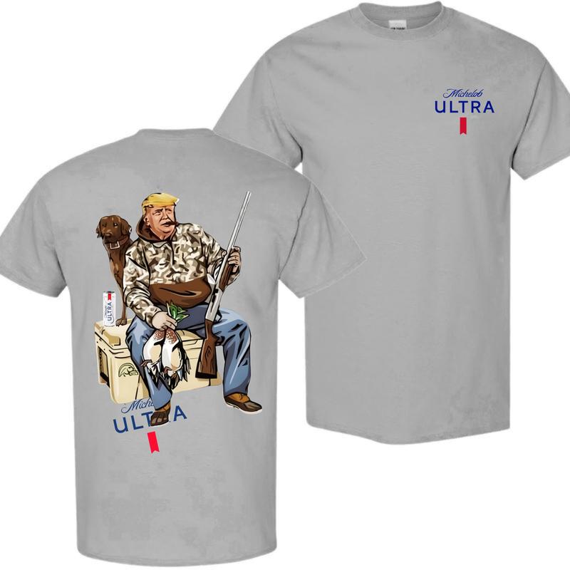 Busch Light, Hunter Trump With Michelob Ultra Beer 2 Siders T-shirt, Trump and Your Hunt Dog, Hunting Season, Perfect For Beer Lovers, Unisex T-Shirt,
