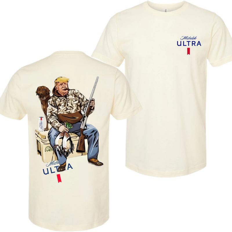 Busch Light, Hunter Trump With Michelob Ultra Beer 2 Siders T-shirt, Trump and Your Hunt Dog, Hunting Season, Perfect For Beer Lovers, Unisex T-Shirt,
