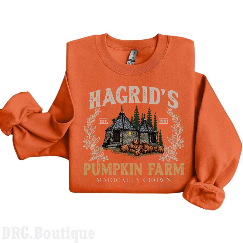 Hagrid's Pumpkin Farm Crewneck Sweatshirt, Halloween 2024 Merch Women's Shirt, Halloween Gift Sweatshirt Cotton Fit