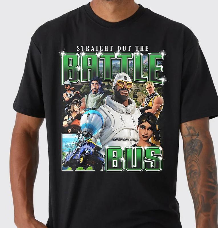 Retro Straight Out The Battle Bus Fort, Battle Royale F-nite Survival Program Gamer Tee Perfect Gift, Rap Icon Graphic Tee, Unisex T-shirt