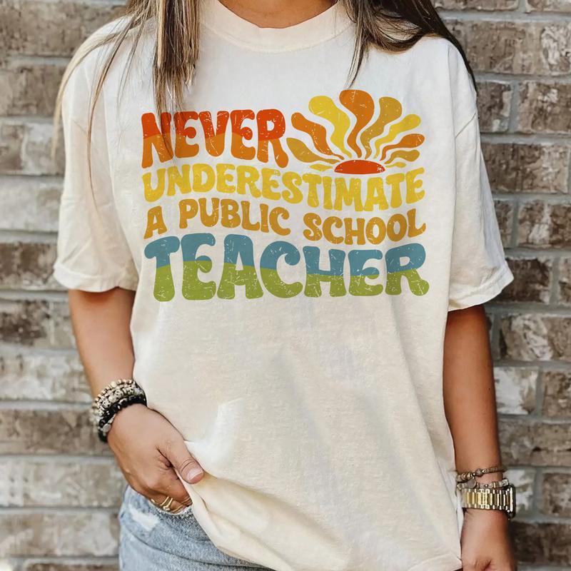Never Underestimate A Public School Teacher T-Shirt, Harris Walz Shirt, Kamala Harris Shirt, Vote Shirt, Democrat Shirt