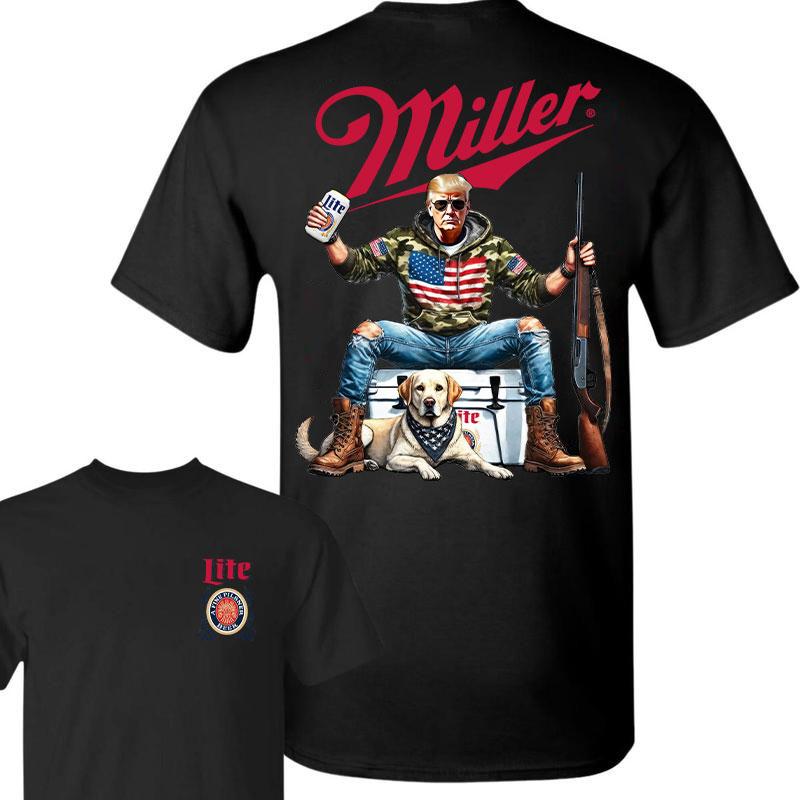 Miller Lite Trump Hunting Camo Unisex shirt, Trump won 47th president Election 2024 shirt, Fuel Hand Drill Dog Hunt shirt, Trump With Local Boy Cotton
