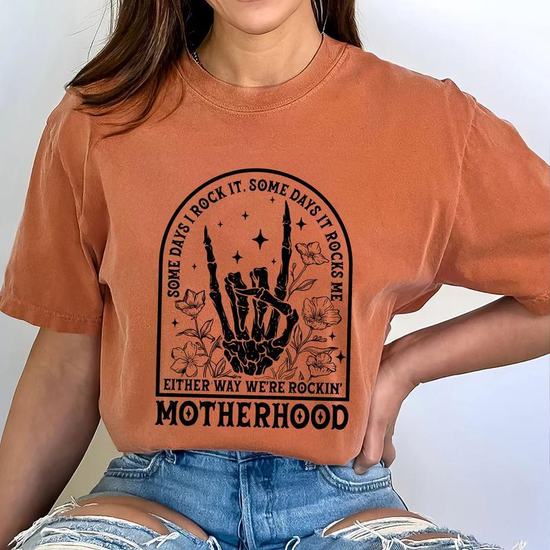 Motherhood Shirt, Some Day I Rock It Tee, Cool Mama Graphic Printed Short Sleeve Tee Shirt, Cool Mom Soft Fabric Comforts Shirts, Women's Tops, Womens