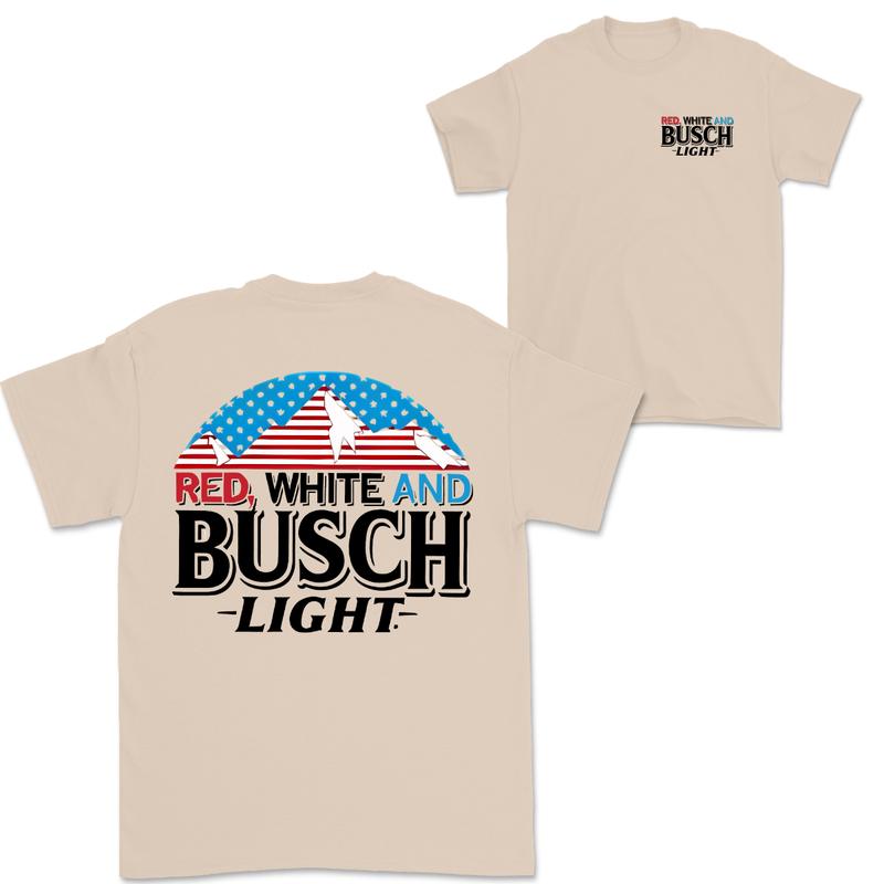 Red, White And Busch Light 2 Sided Tshirt, Busch Light Tshirt Full Color For Men And Women Tshirt, Busch Light Beer Tshirt