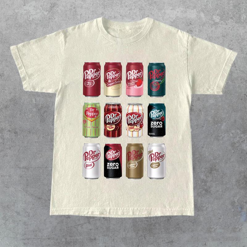 Dr. Pepper Cans Crewneck Shirt and T-Shirt Casual Menswear
