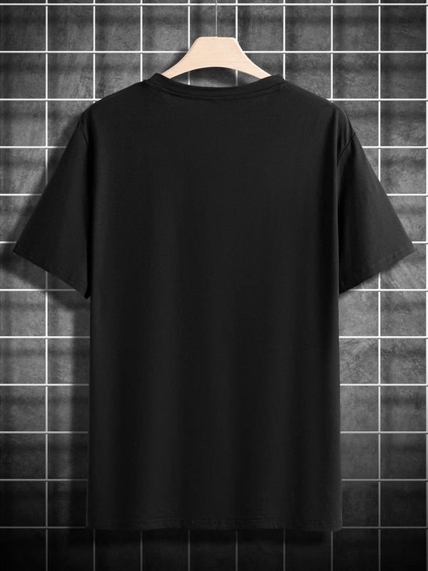 Men's Letter Print Round Neck GraphicÂ Tee, Summer Clothes,Â Regular Fit Casual Short Sleeve T-shirt for Daily Outdoor Wear, Men Summer Streetwear Top f