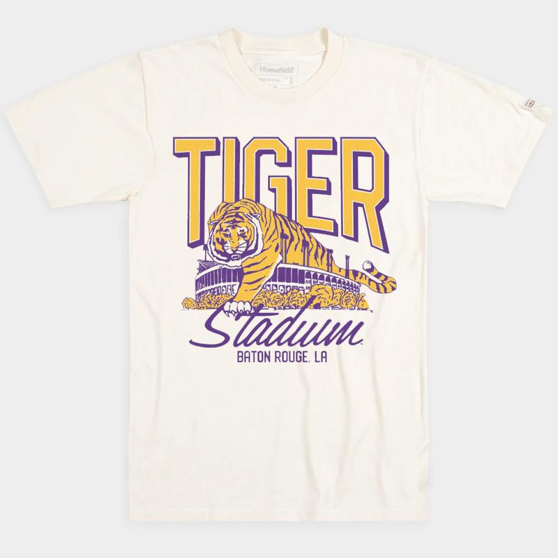 LSU Football Tiger Stadium Ringer Tee Classic Cotton Menswear Top Embroidered Hoodie