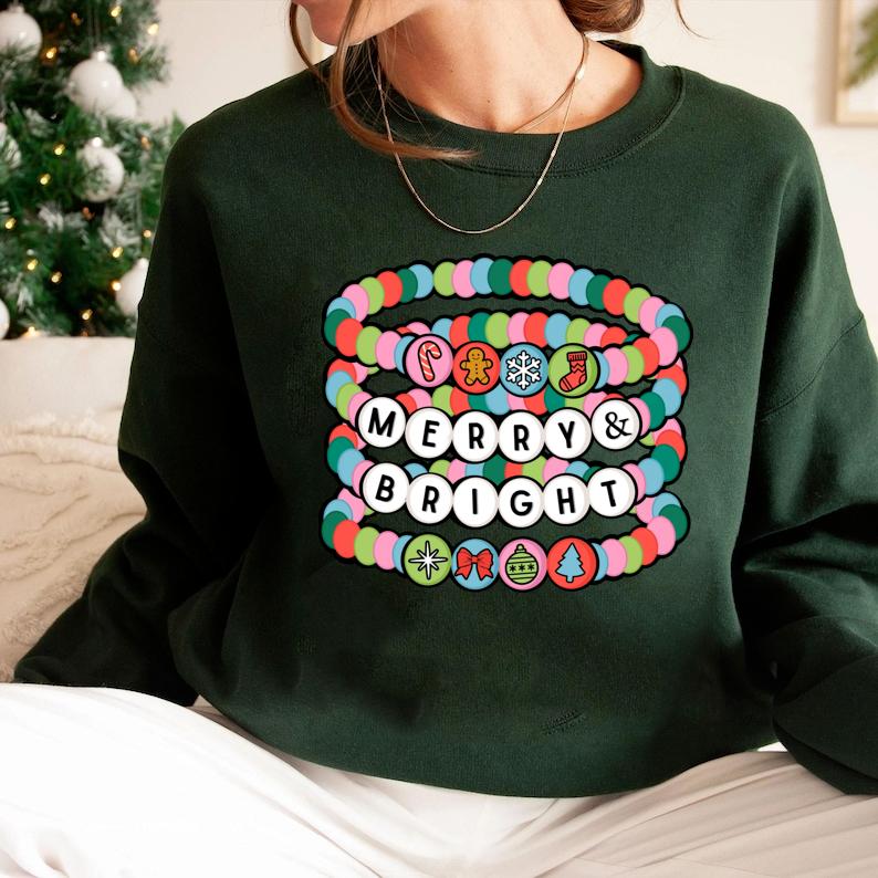 Merry and Bright Shirt, Christmas Shirt, Friendship Bracelet Shirt