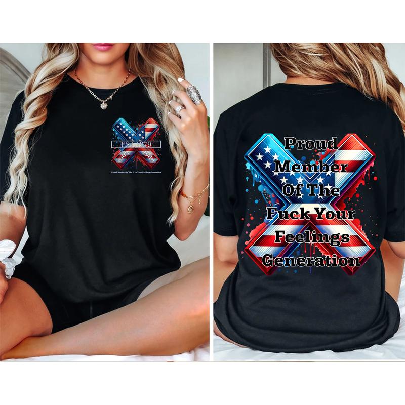 Custom Year Gen X 2 Side T-shirt, 1965-1980 Proud Member Of The Fck Your Feelings Gen X Flag Shirt, Flag Generation Shirt