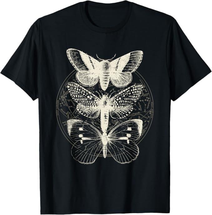 Butterfly Moth Shirt Witchcore Insect Astronomy Lover Witchy T-Shirt