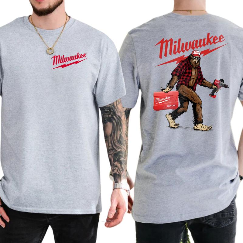 Men's Biggfoot Milwaukee Fuel Drill 2-Sided Shirt, Funny Tee for Men, Men's Manufacturer T-shirt, Classic Casual Menswear, Soft Cotton Fabric Tops