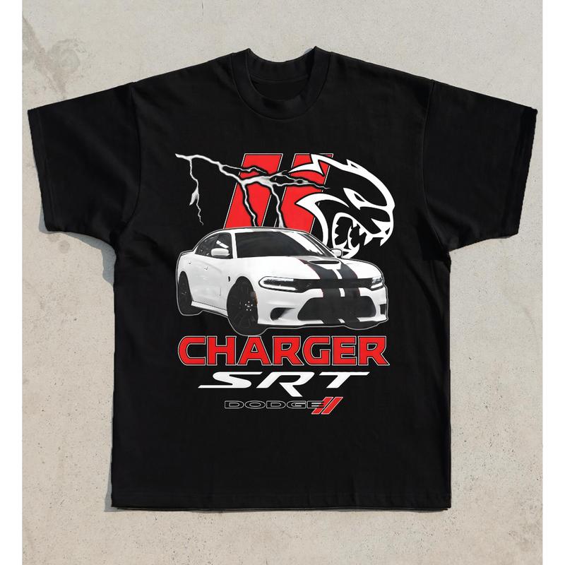 Racing Dodge Charger SRT Hellcat Graphic T-Shirt Cotton Short-sleeve Retro Streetwear Tshirt Menswear Top Shortsleeve Underwear Human Baseball t shirt