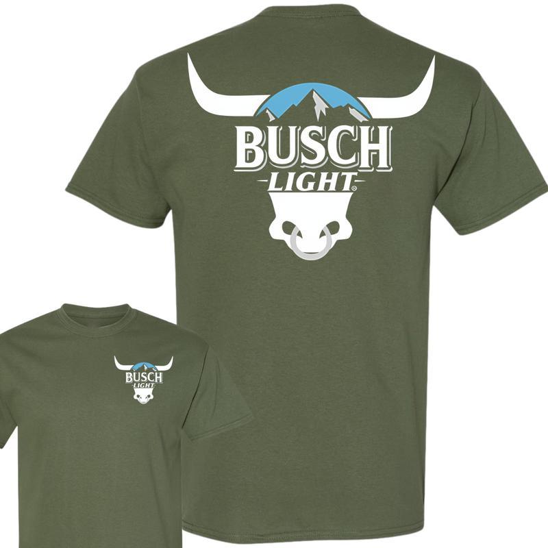 Busch Light -Beer- Busch Rodeo Bull Horns Shirt, Casual Graphic Round Neck T-shirt for Summer, Fashion Top for Daily Wear, T shirt For Men And Women