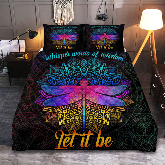 Personalized Dragonfly Mandala 3-pc Quilt Bedding Set – Let It Be Design