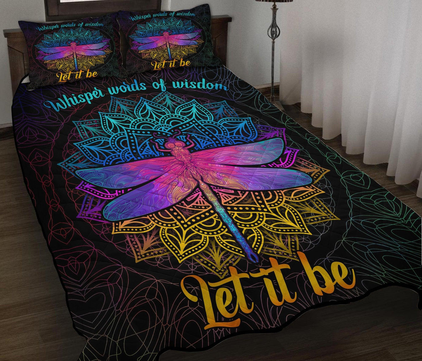 Personalized Dragonfly Mandala 3-pc Quilt Bedding Set – Let It Be Design