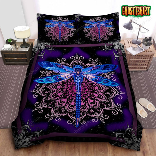 Dragonfly Mandala Purple Bed Sheets Duvet Cover Bedding Set