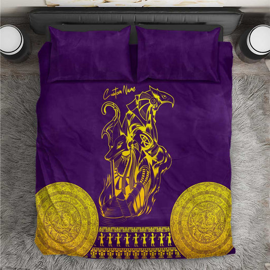 Anubis and Horus Bedding Set Egyptian God Purple DT02