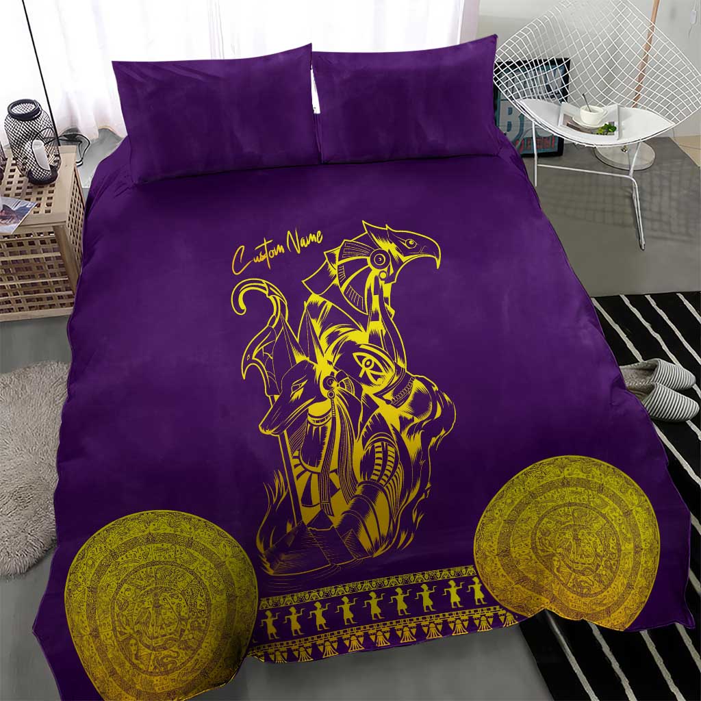 Anubis and Horus Bedding Set Egyptian God Purple DT02