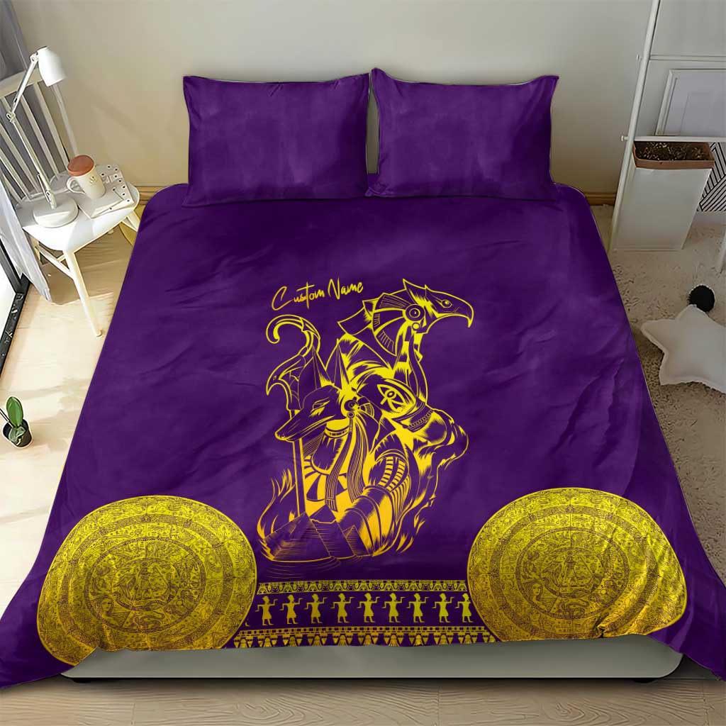 Anubis and Horus Bedding Set Egyptian God Purple DT02