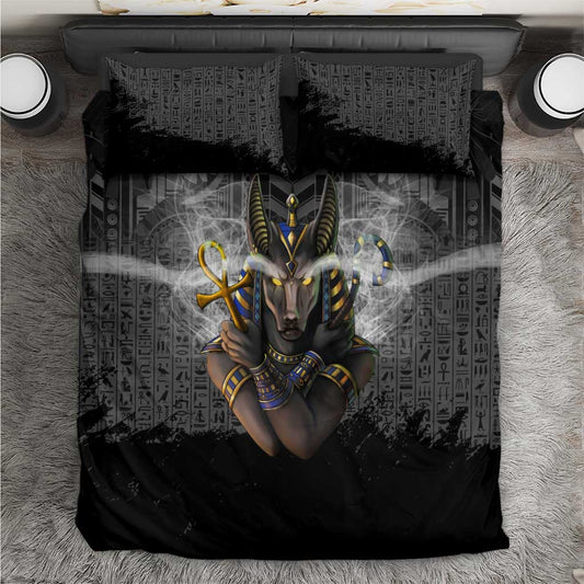 Anubis Bedding Set Egypt Pattern Black DT02