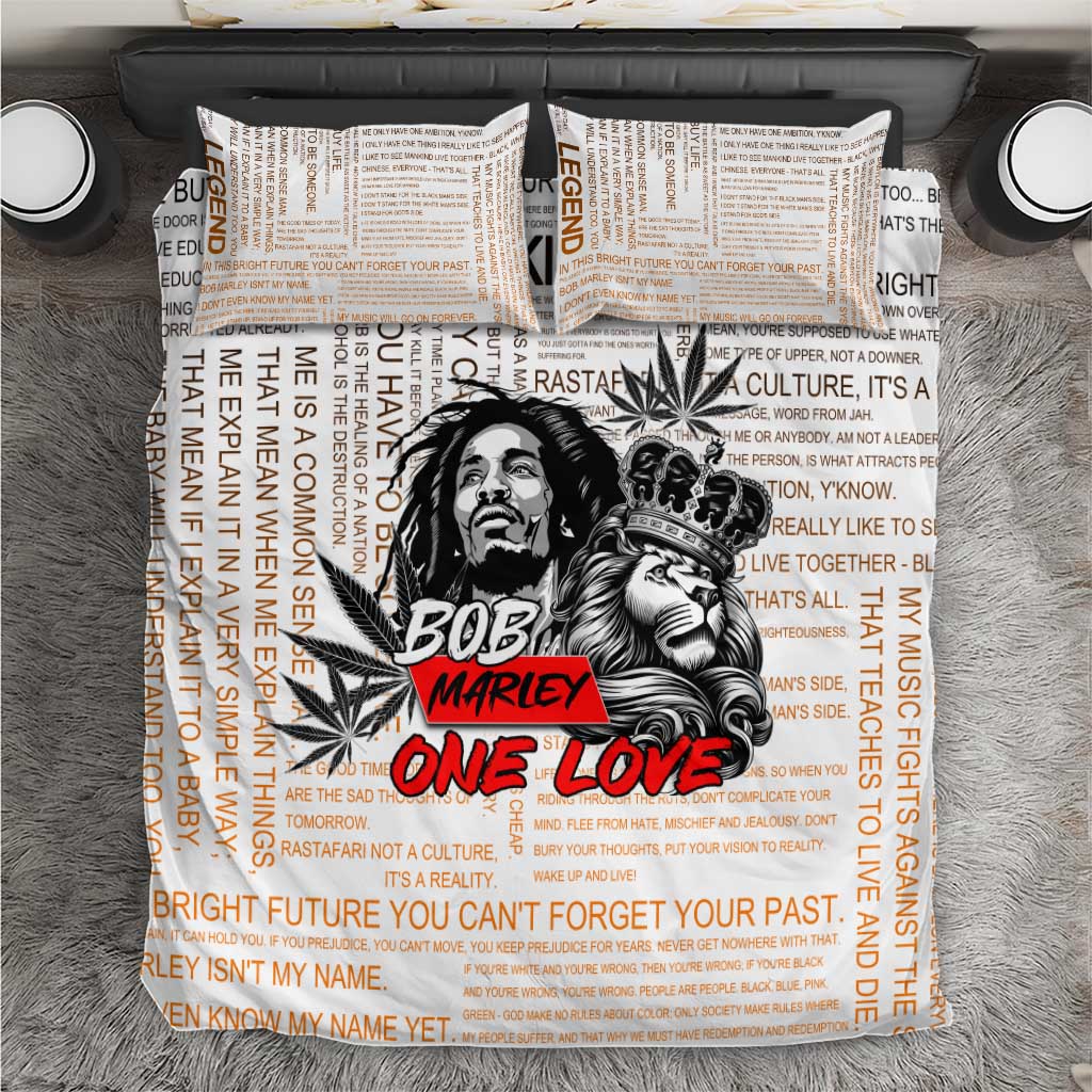 Afro King of Reggae Legend Bob Bedding Set Rastafari Lion Cannabis Typography Style DT02