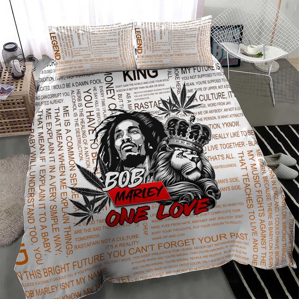 Afro King of Reggae Legend Bob Bedding Set Rastafari Lion Cannabis Typography Style DT02
