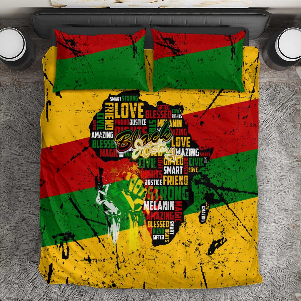 Black History Month Africa Bedding Set Strength Love and Justice Typography DT02