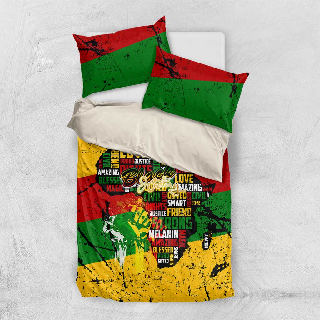 Black History Month Africa Bedding Set Strength Love and Justice Typography DT02