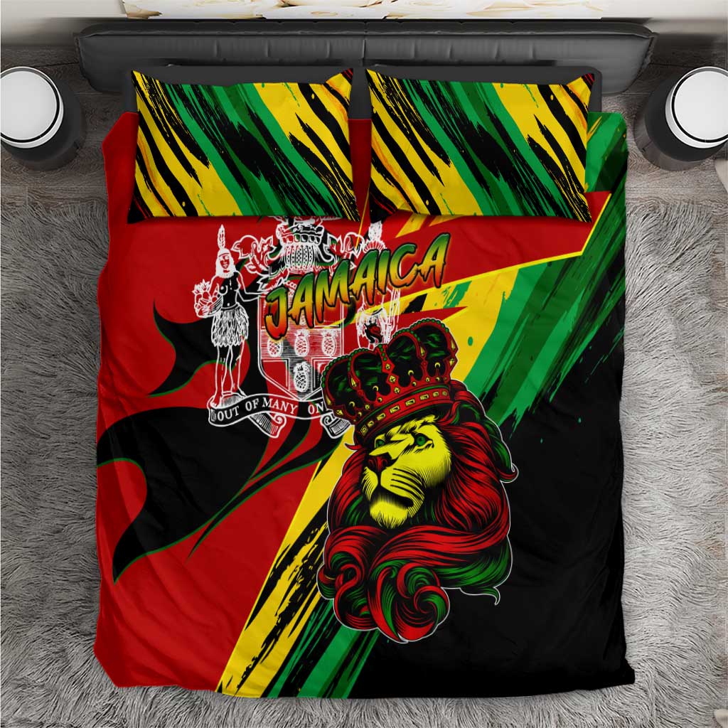 Afro Jamaica Lion Bedding Set Coat Of Arms Rastafarianism DT02