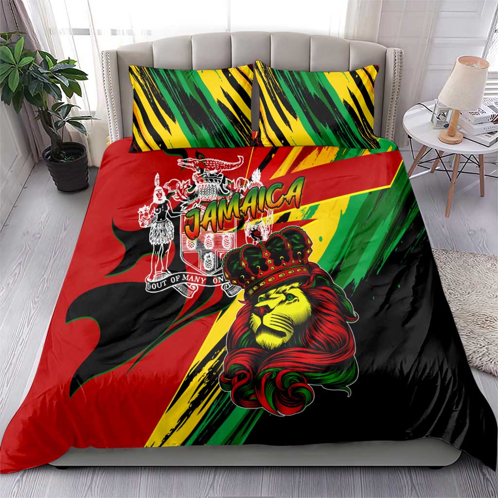 Afro Jamaica Lion Bedding Set Coat Of Arms Rastafarianism DT02