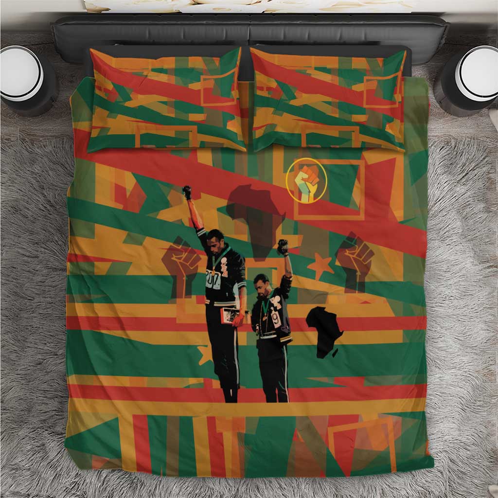 African American 1968 Bedding Set Black Power Fists of Freedom DT03