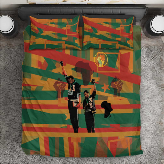 African American 1968 Bedding Set Black Power Fists of Freedom DT03